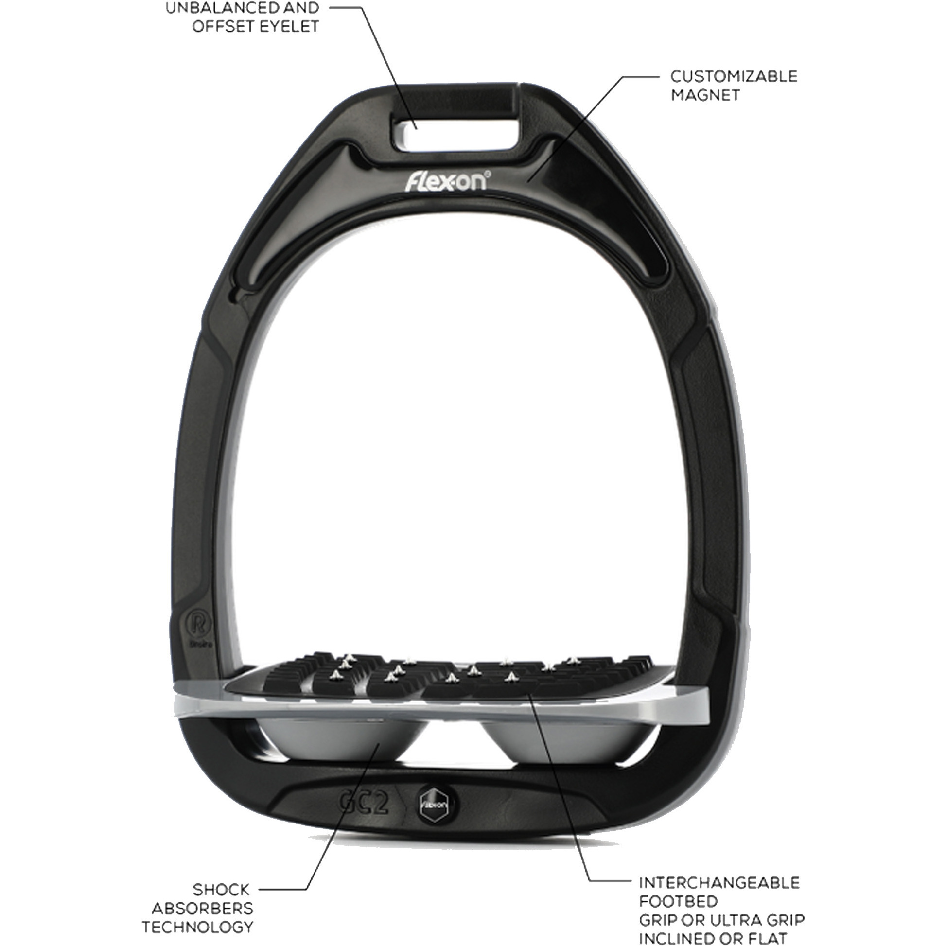 Flex-on Green Composite Ultra Grip Stirrups GC05IUG0505 - Brown